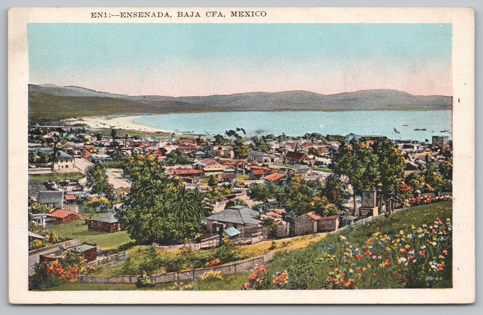 Vintage Ensenada Baja California Mexico Bay Coast Panoramic View Postcard UNP