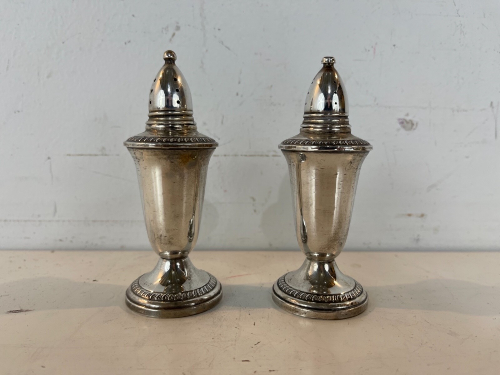 Vintage Crown Sterling Weighted Silver Salt & Pepper Shakers