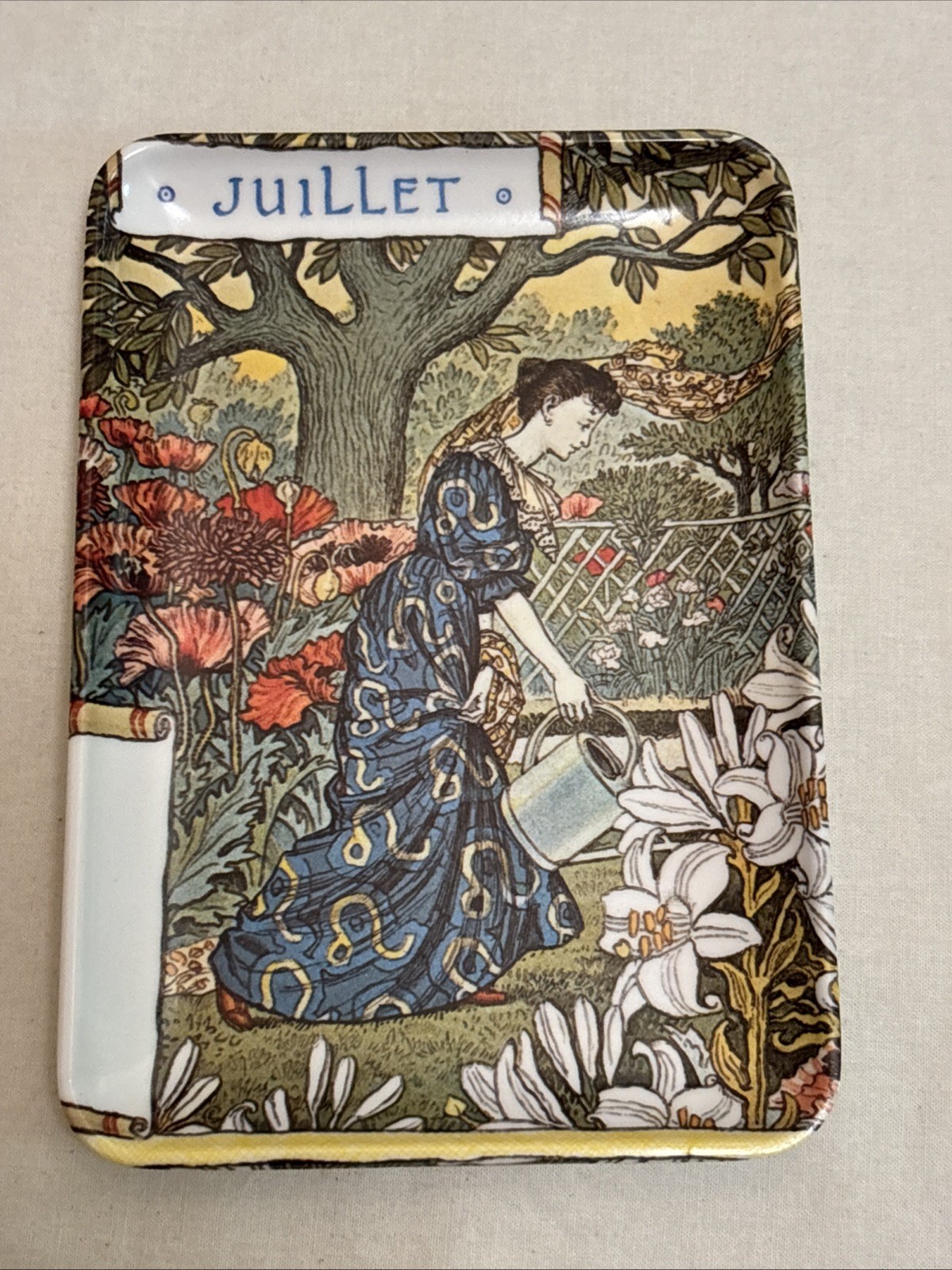 RDE Imports VTG Melamine Tray Juillet July Woman Italy Trinket Dish 4x6