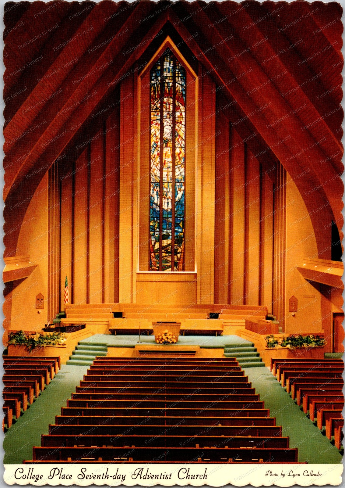 College Place WA Adventist Church Interior View Continental Postcard C269