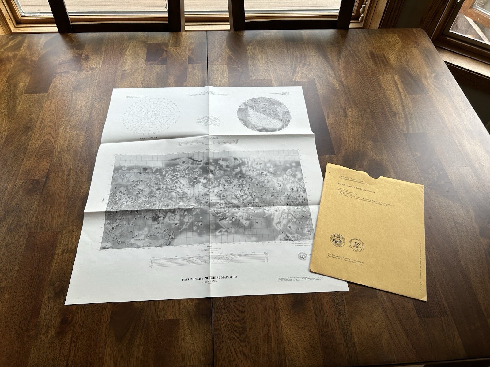 Vtg 1979 USGS NASA Voyager Map of Io Jupiter Moon I-1240 Original Envelope J26