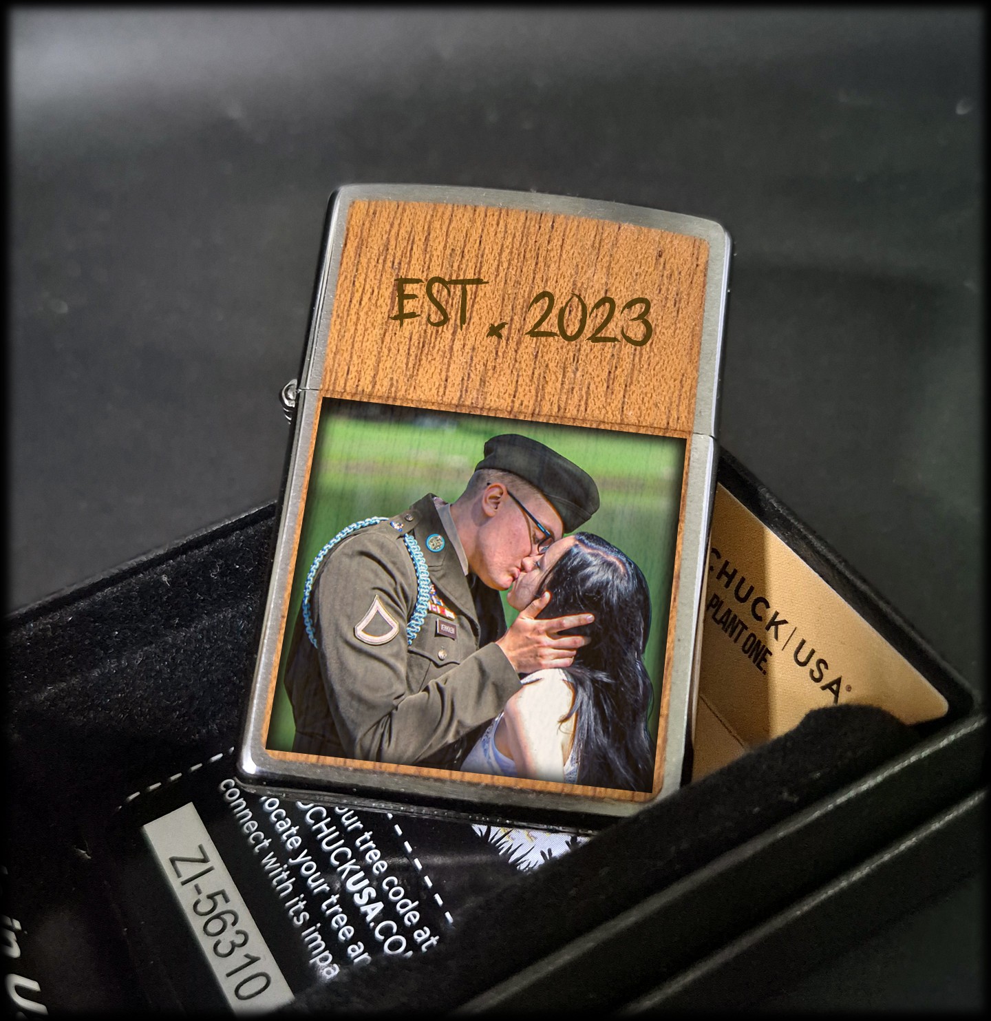 Zippo Lighter Woodchuck USA Mahogany Wood | Custom Full Color UV Printed
