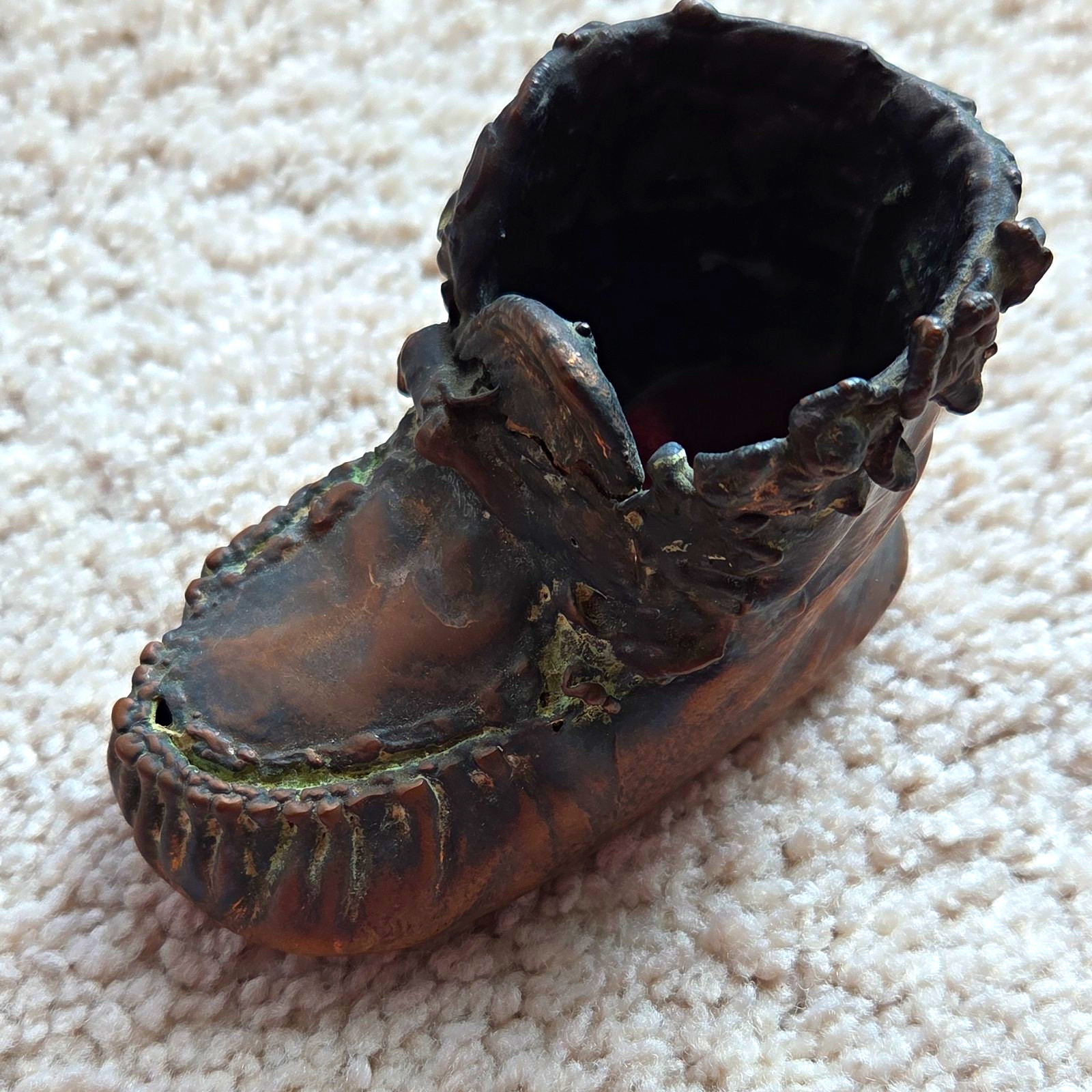 Antique Bronzed Baby Bootie Early 1900s Used