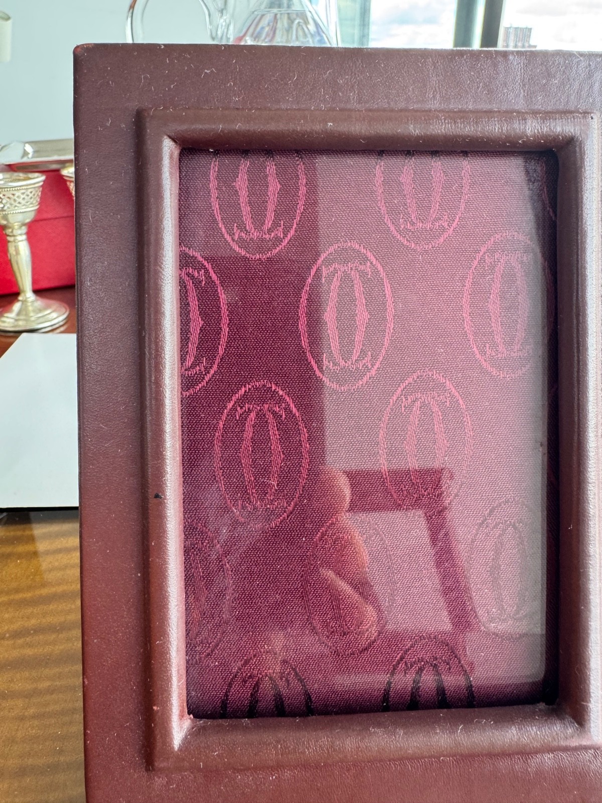 CARTIER -- Vintage Bordeaux Leather Picture Frame 6 x 4.5