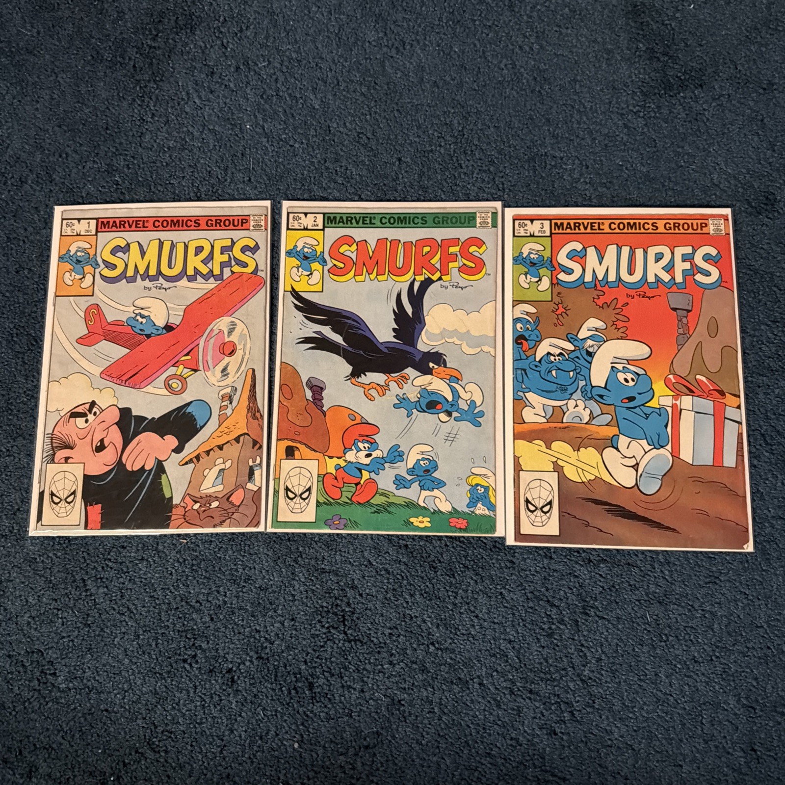 THE SMURFS #1 #2 #3 COMIC BOOK LOT MARVEL COMICS GROUP