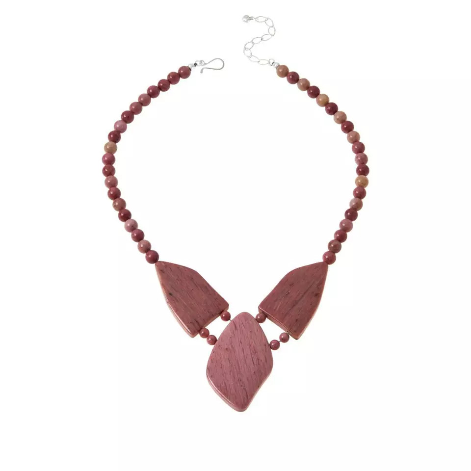 Jay King Sterling Silver Mauvewood Jasper Necklace. 17-1/2\