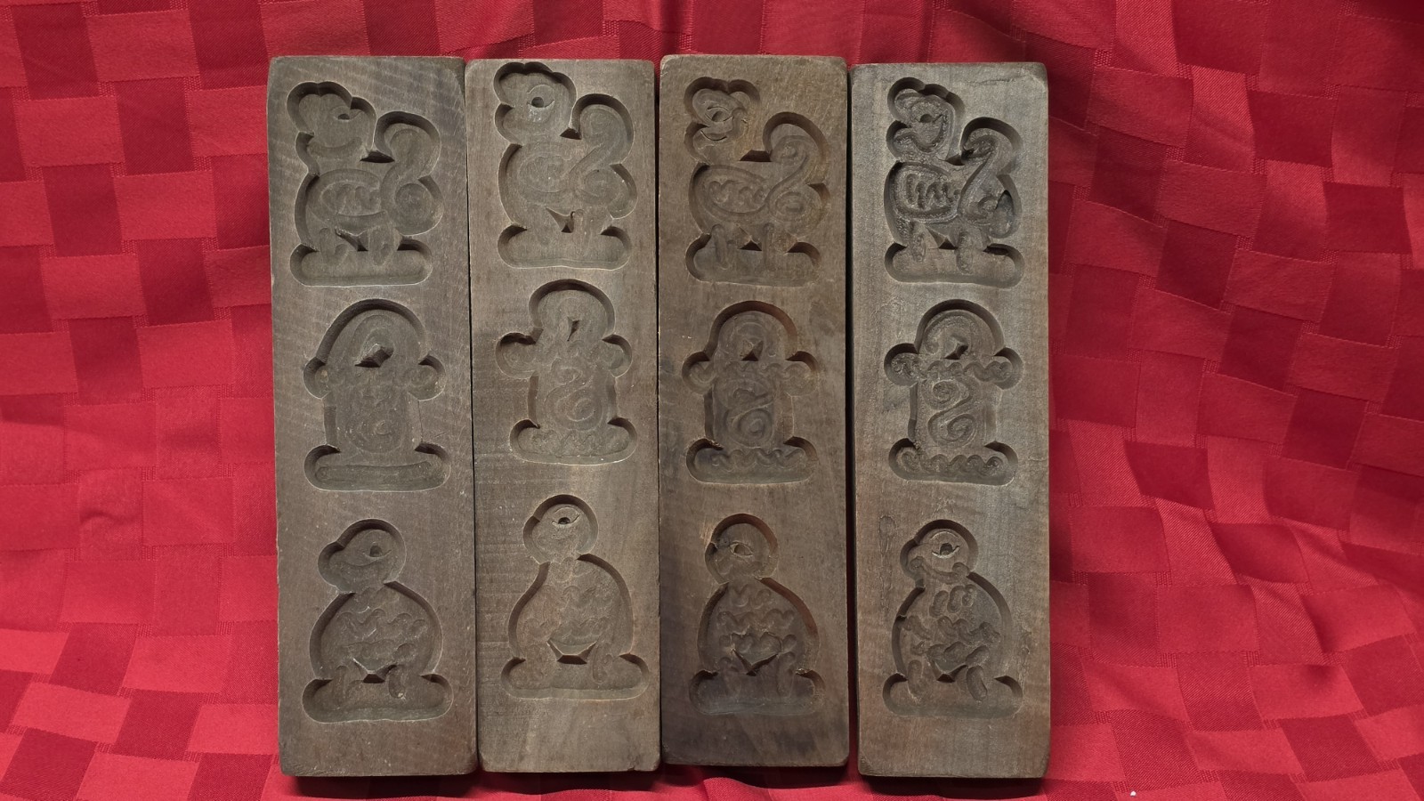 Vintage Hand-Carved Wooden Speculaasplanken Cookie Mold Boards Dutch Folk Art