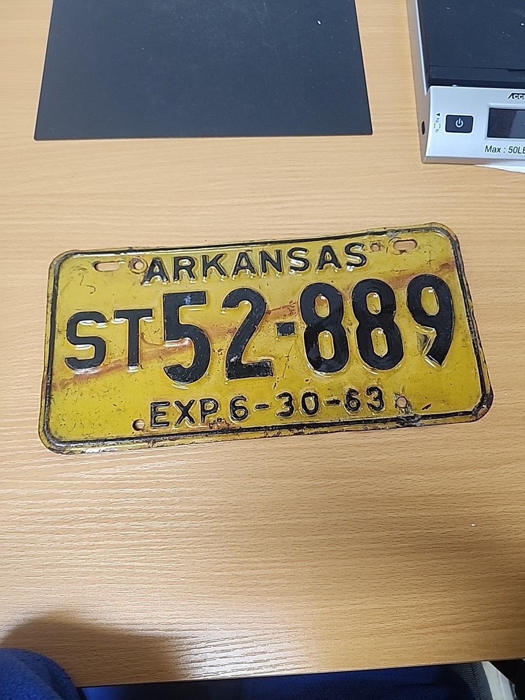 Vintage 1963 Arkansas License Plate St 52-889