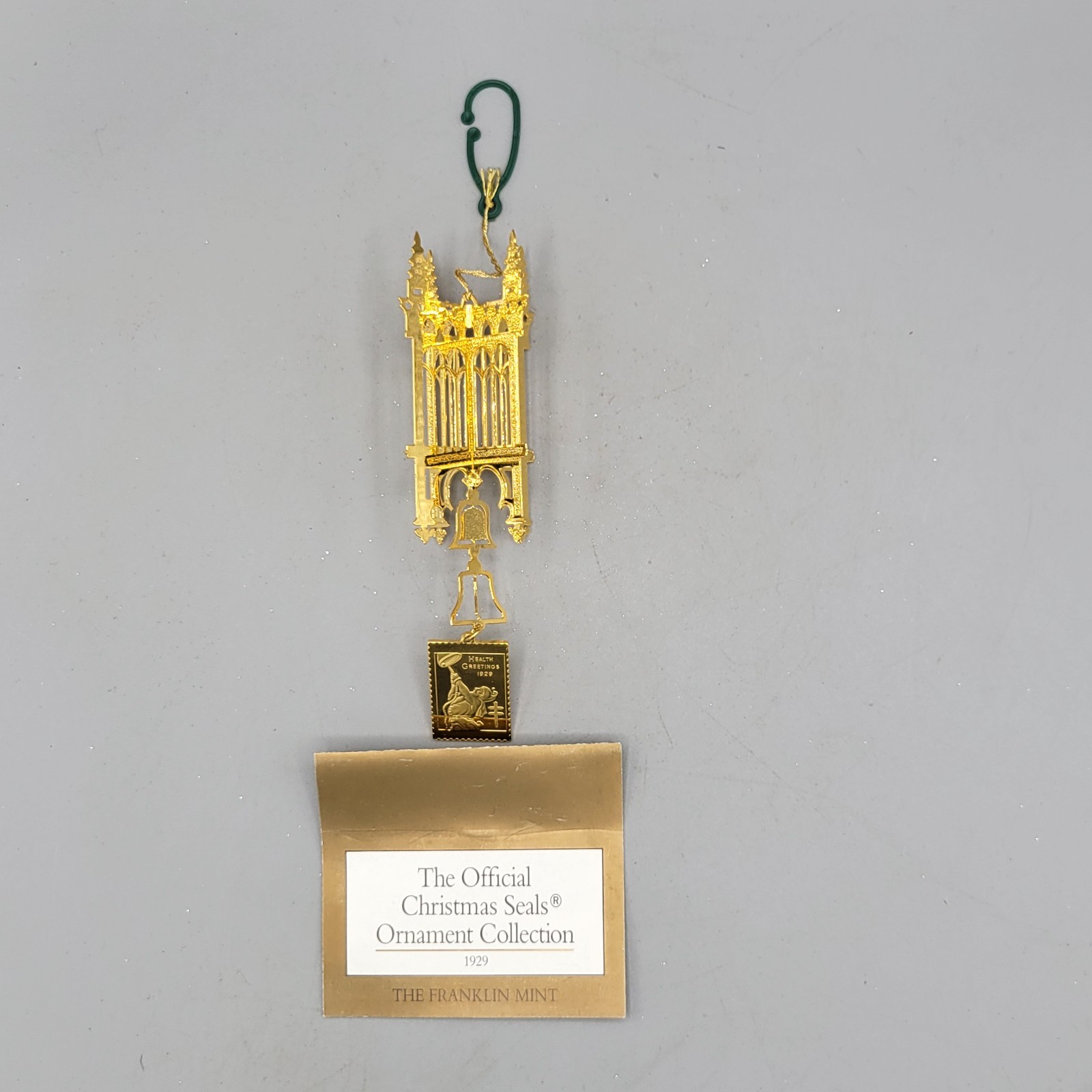VTG Franklin Mint 1929 Official Christmas Seals Gold Tone Christmas Ornament