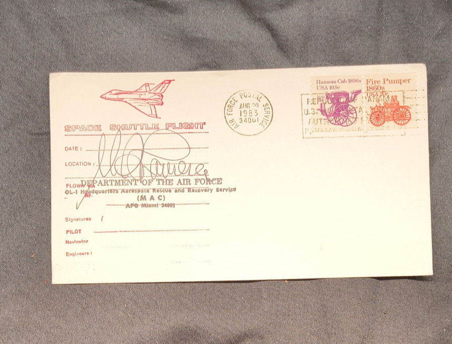 1983 Space Shuttle Flight Cover USAF Aerospace Rescue & Recovery Panama Signed