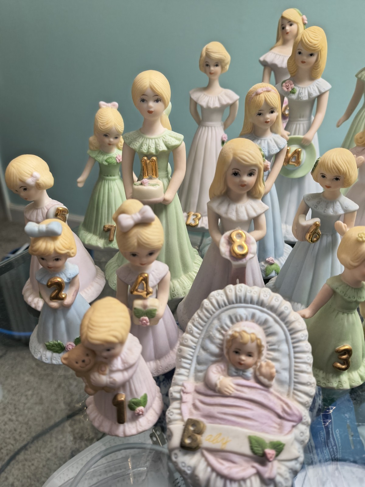 1981 Set Lot 1-16 yr Enesco Growing Up Birthday Girl BLOND Figurines Full Set