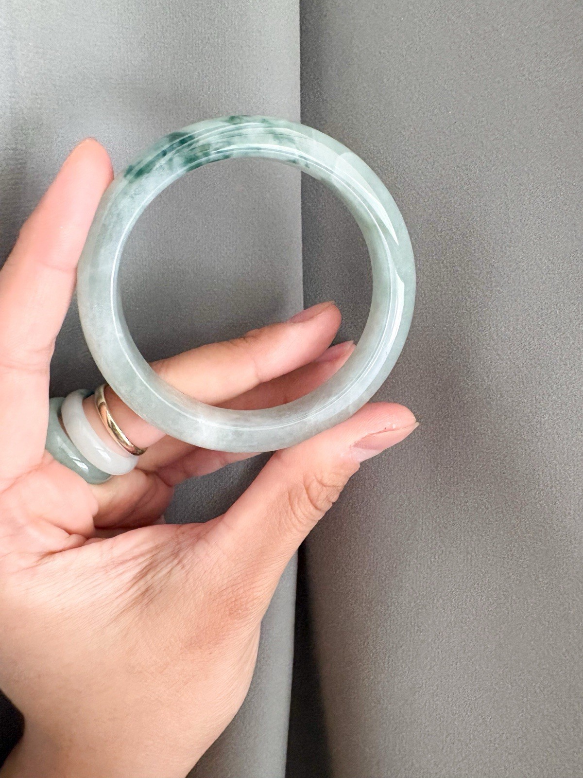 Jade Bangle Green Jadeite Bracelet Size 60mm. Grade A. Vòng cẩm thạch phỉ thuý