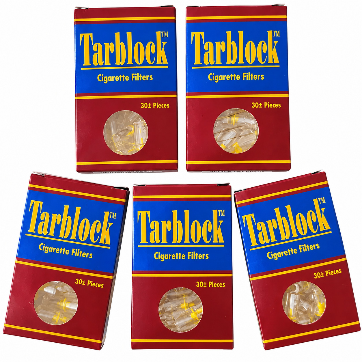 TARBLOCK Disposable Cigarette Filter Tips 4-Hole 5 Packs 150 Filters