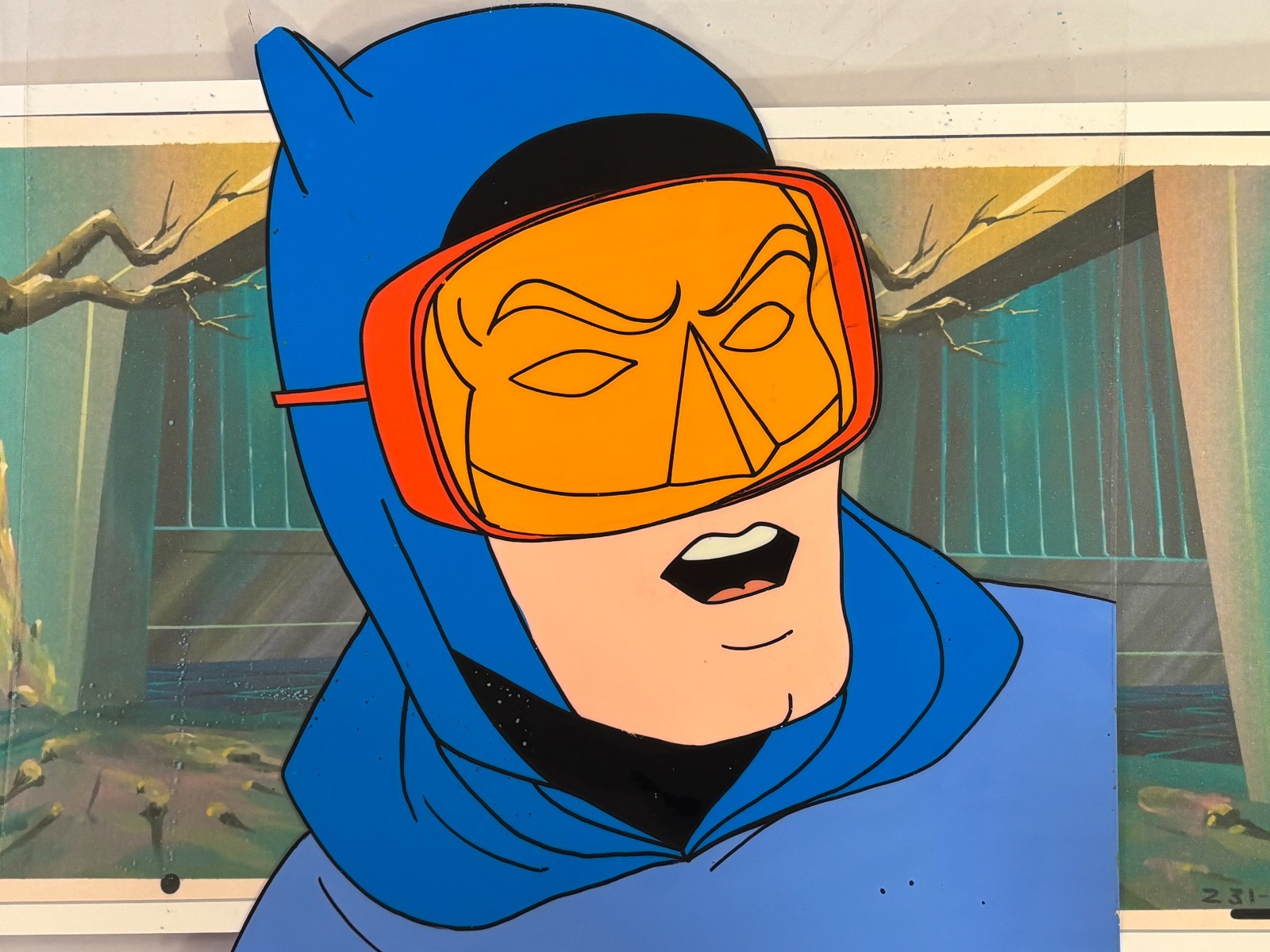 Superfriends production cel of Batman HUGE HEAD -exceedingly rare at this size