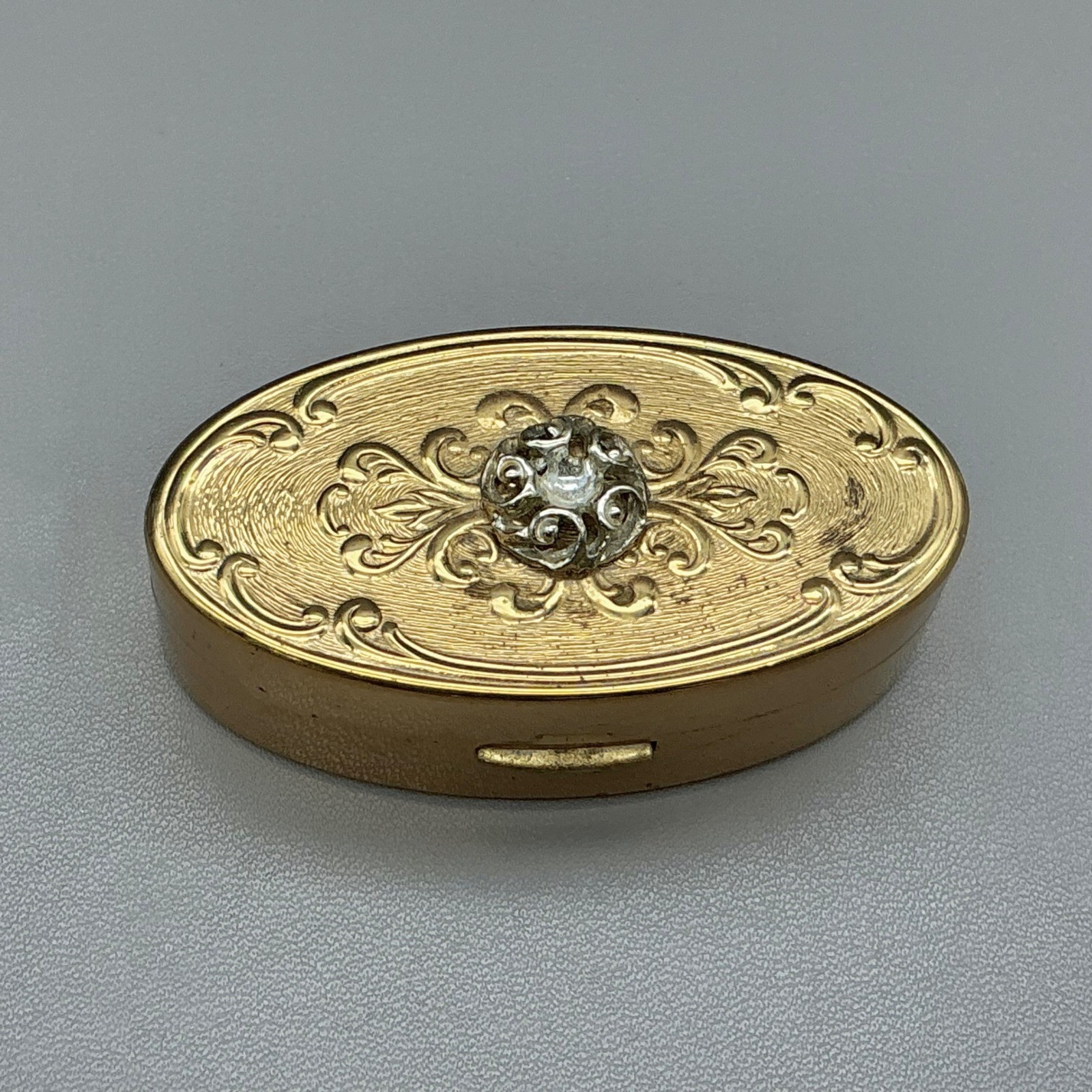 Max Factor Vintage 1950s Hi-Society Lipstick Compact Gold Tone Case Mirror 2.5in