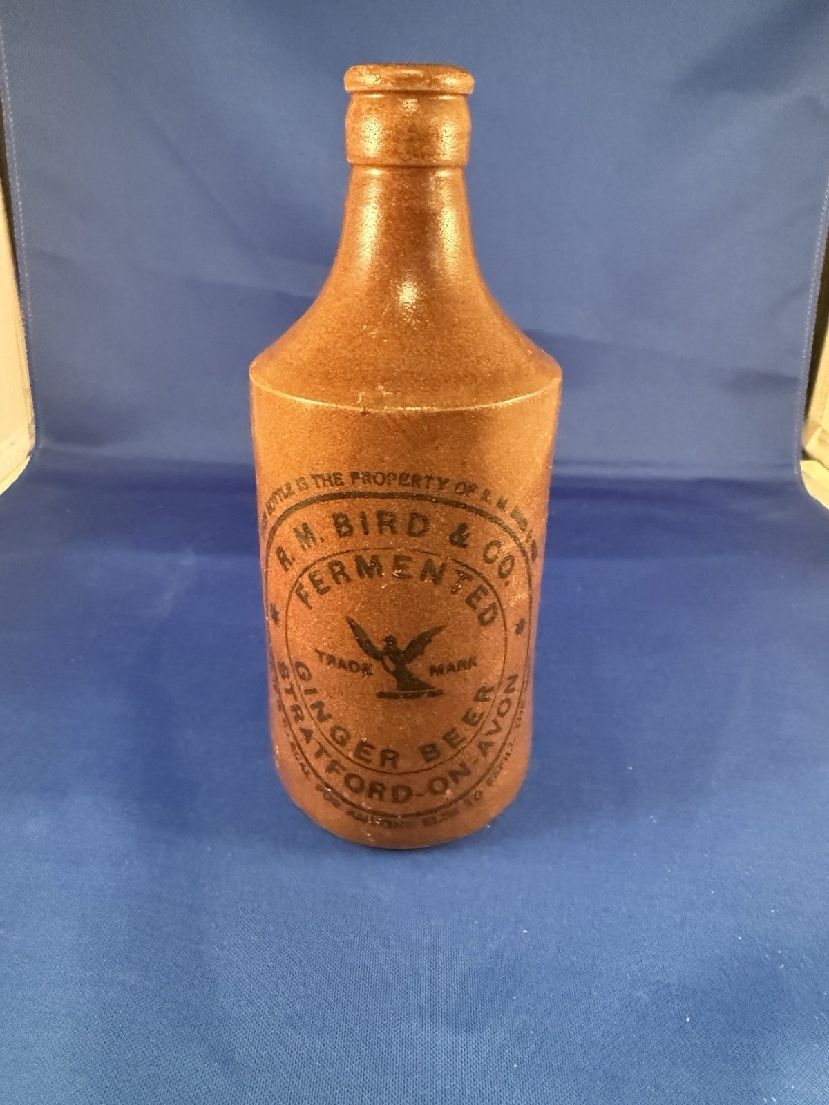 Antique R.M. Bird & Co Fermented Ginger Beer Stoneware Bottle Stratford-on-Avon