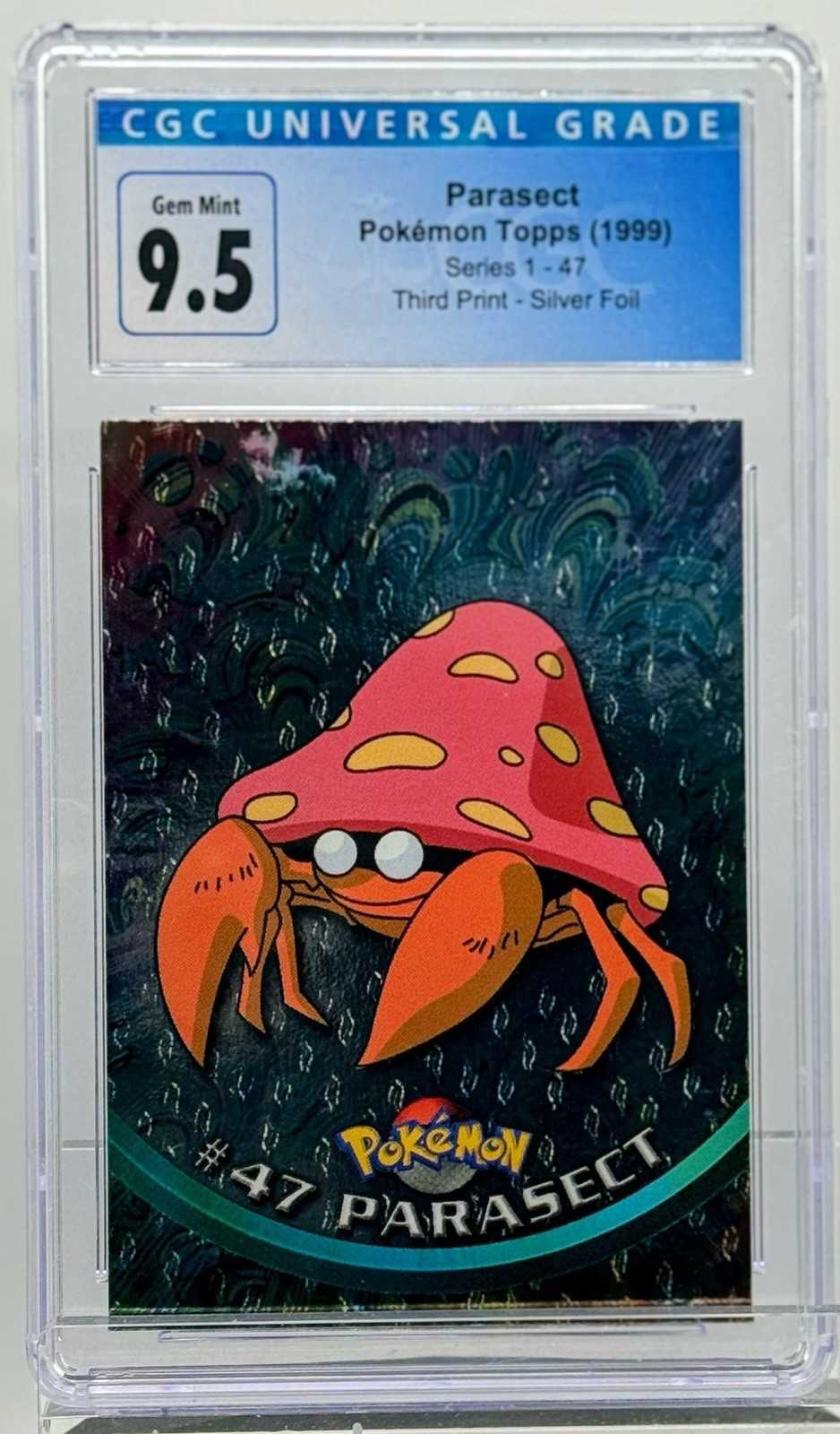 1999 POKÉMON TOPPS PARASECT SERIES #47 THIRD PRINT SILVER FOIL CGC 9,5 GEM MINT