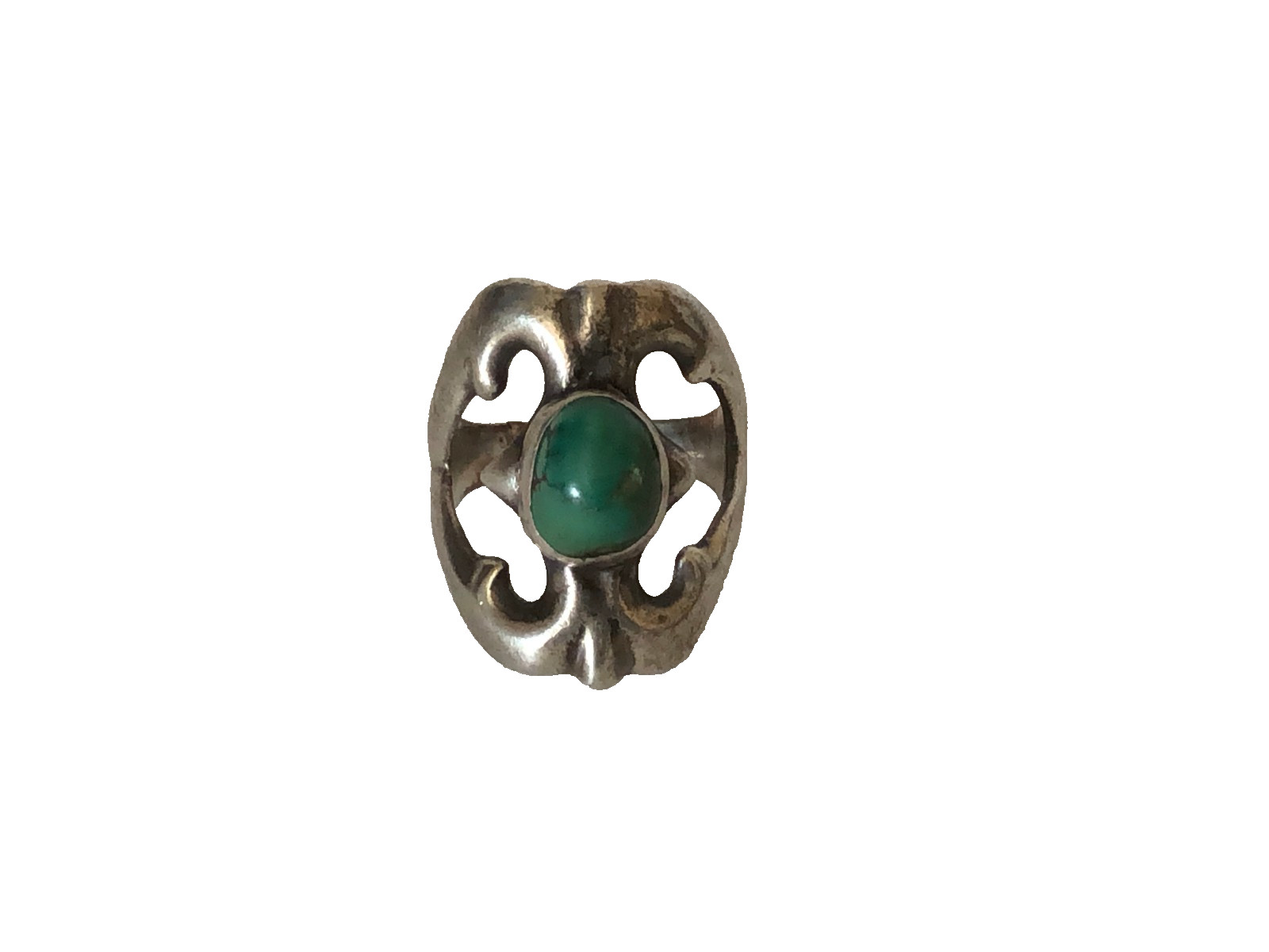 Navajo Sandcast Natural Turquoise Vintage Ring Sterling Silver 925 Size 10.5