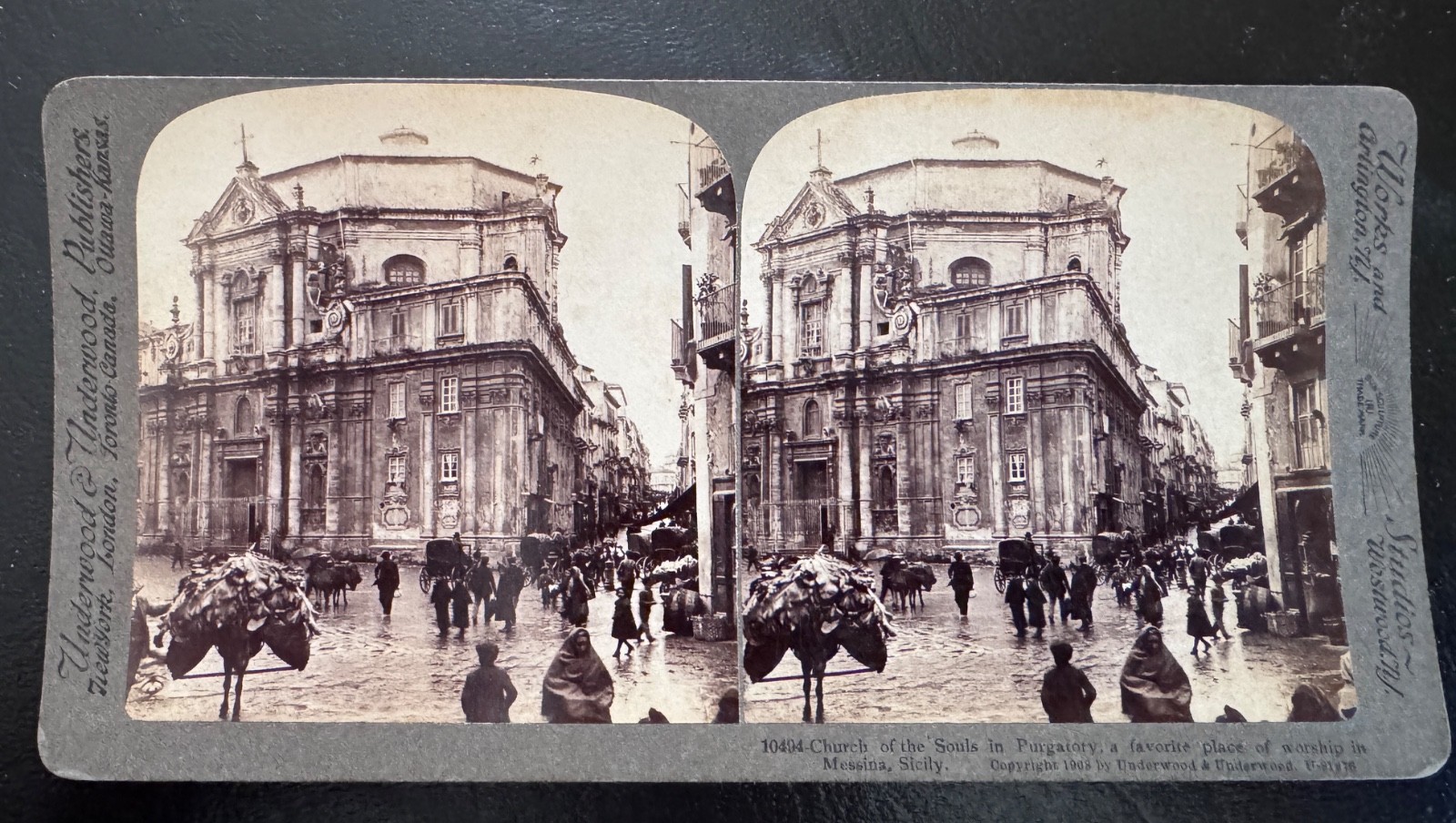 Church of the Souls in Purgatory, Messina Sicily  Stereoview Underwood from 1908