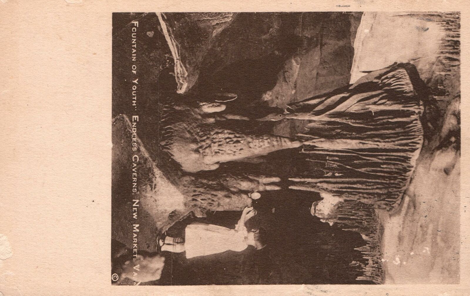 Vintage Postcard 1927 Fountain Of Youth Endless Caverns New Market VA Virginia
