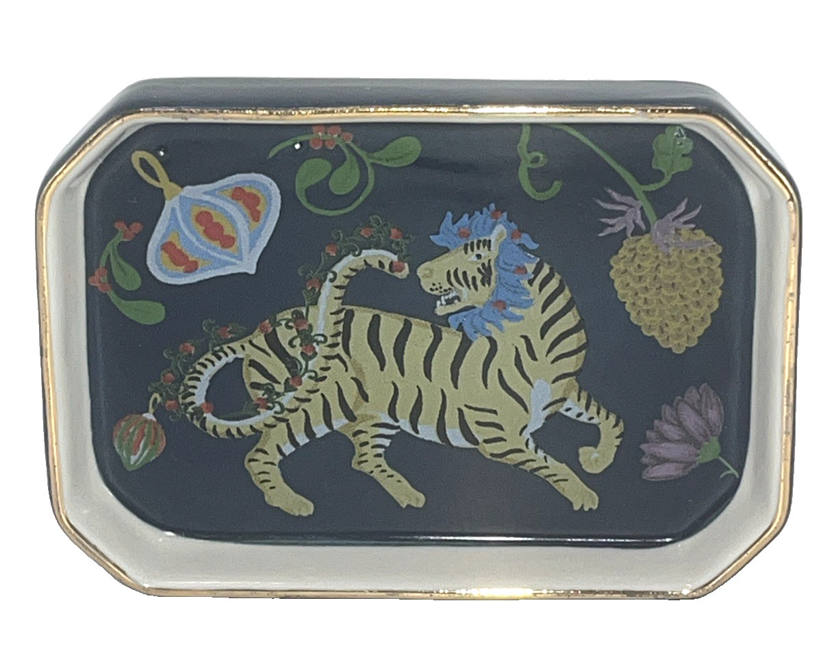 Anthropologie Juniper Stoneware, Trinket Dish, Blue, Tiger,  4\