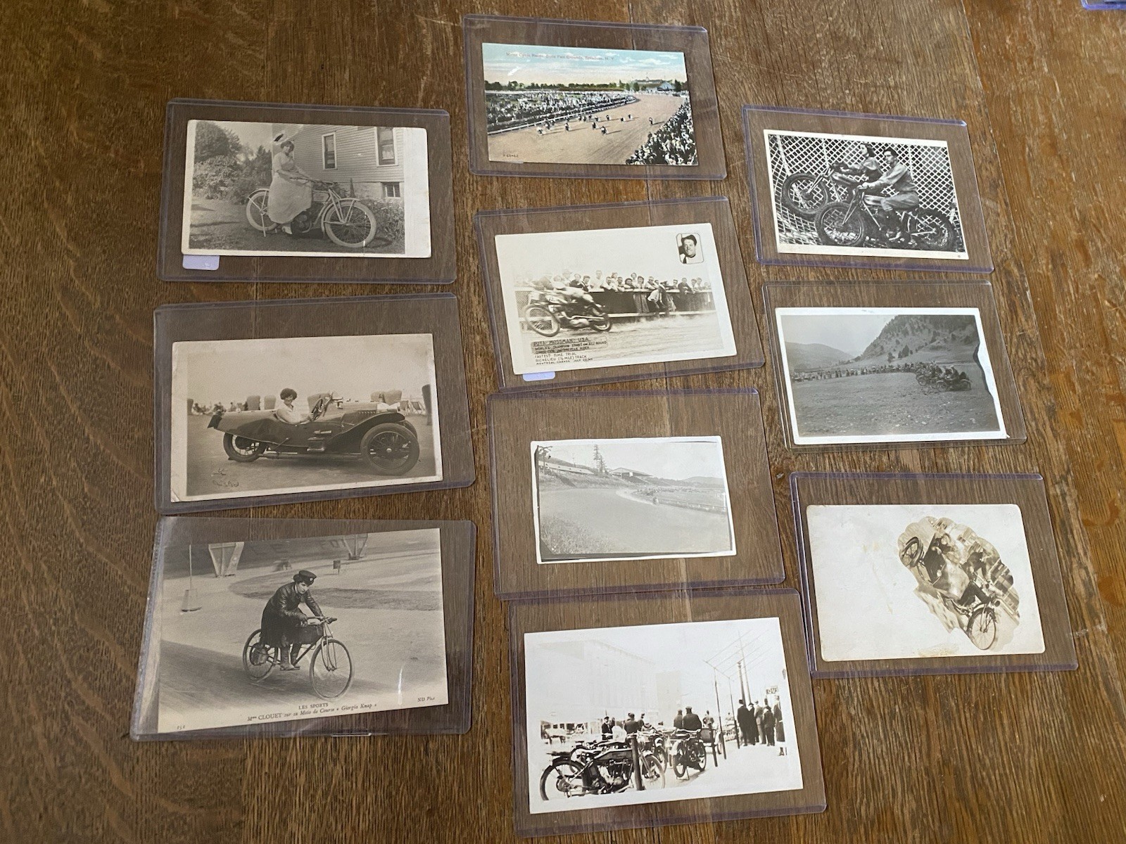 09: Lot of Ten Antique Motorcycle Related Images Vintage Photos Postcards RPPC