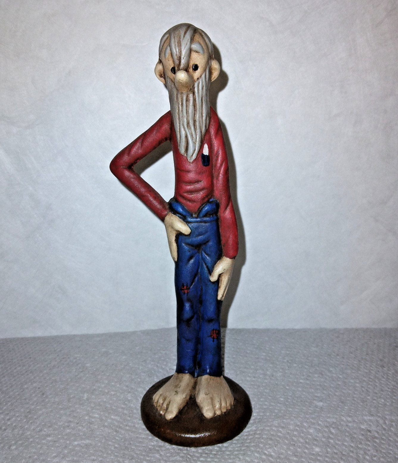 Vintage Bearded Lanky Hillbilly Figurine Hand Painted Ceramic Small Unique VTG