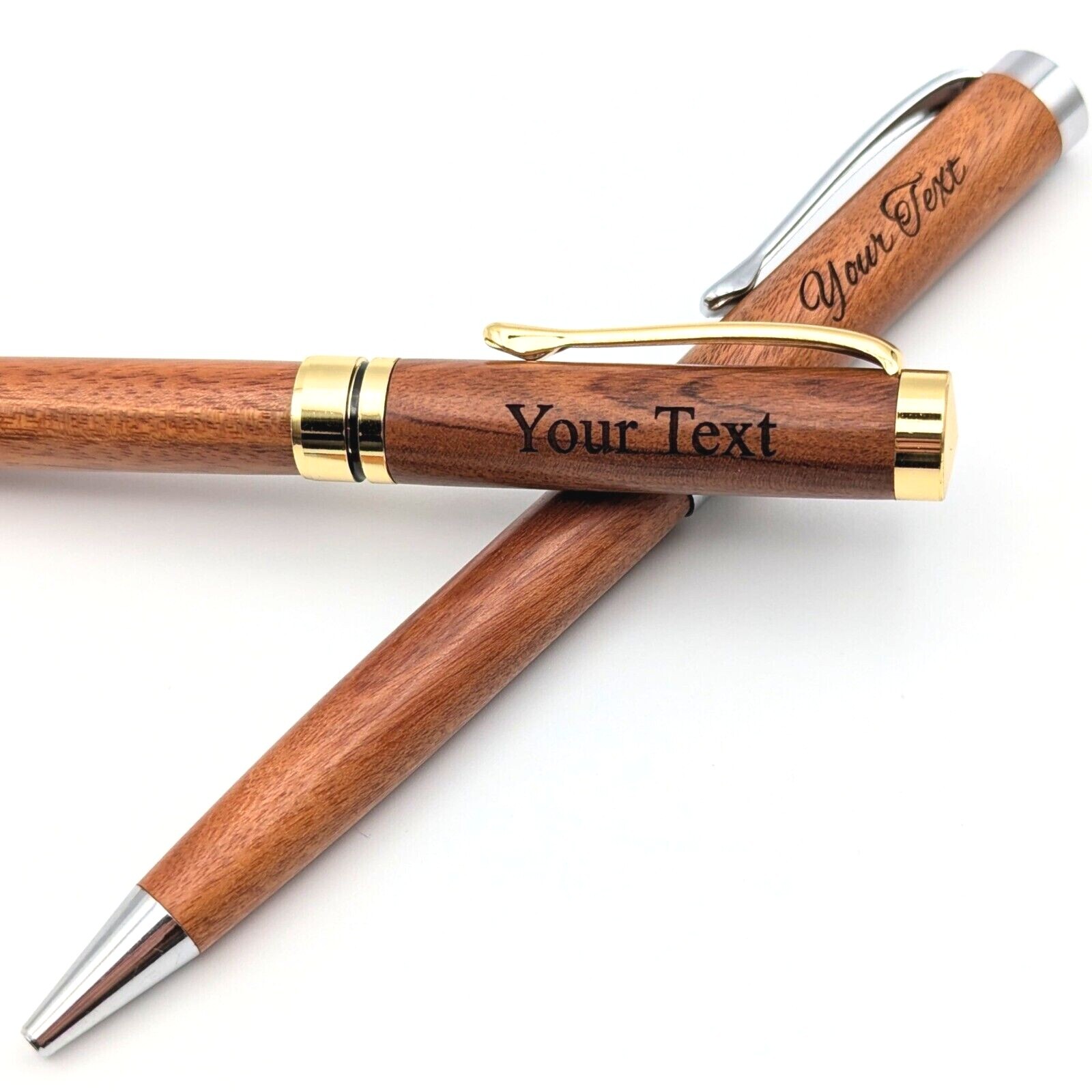 Custom Engraved Wood Ballpoint Pen Luxury Personalized Twist 1mm Tip Office Gift