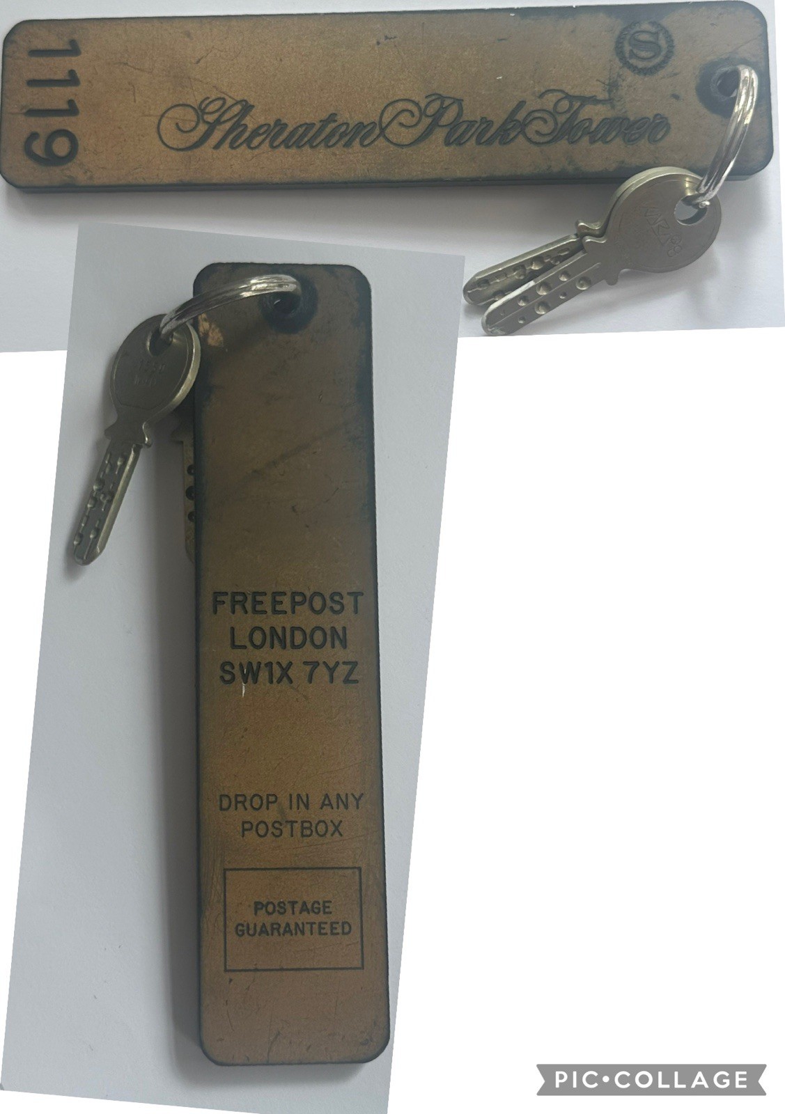 Sheraton Park Tower Freepost London England Hotel Room Key #1119 Fob