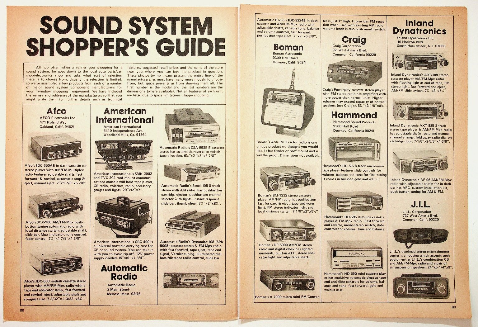 1976 Car Audio Stereo Shopper Guide Page Vintage 70s Ephemera Magazine Ad
