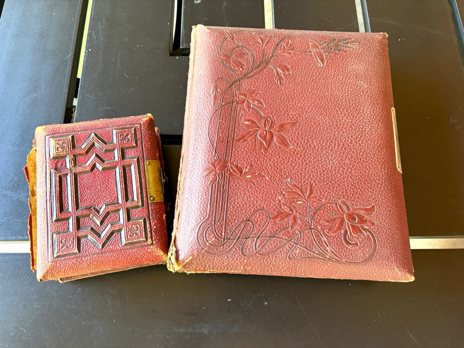2 Antique Photo Albums 48 CDV Cabinet Cards Tintypes Rausch Hyre Family Indiana