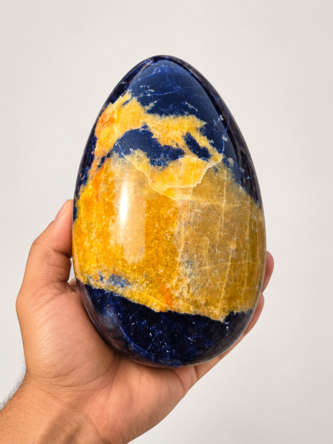 Large Sunset Sodalite Calcite Egg 2.47 kg 5.45 lb Natural Crystal Decor