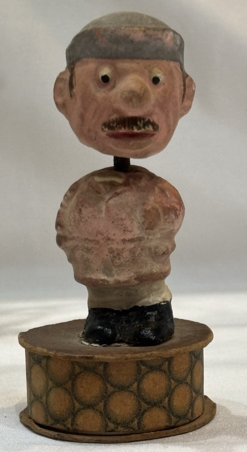 Antique German Nodder Candy Container Rare 3\'\' Miniature Composition Comic Face 