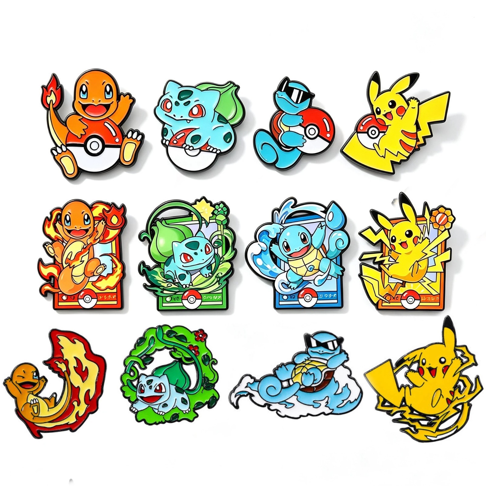 12pcs Set Anime Pokemon Enamel Pins