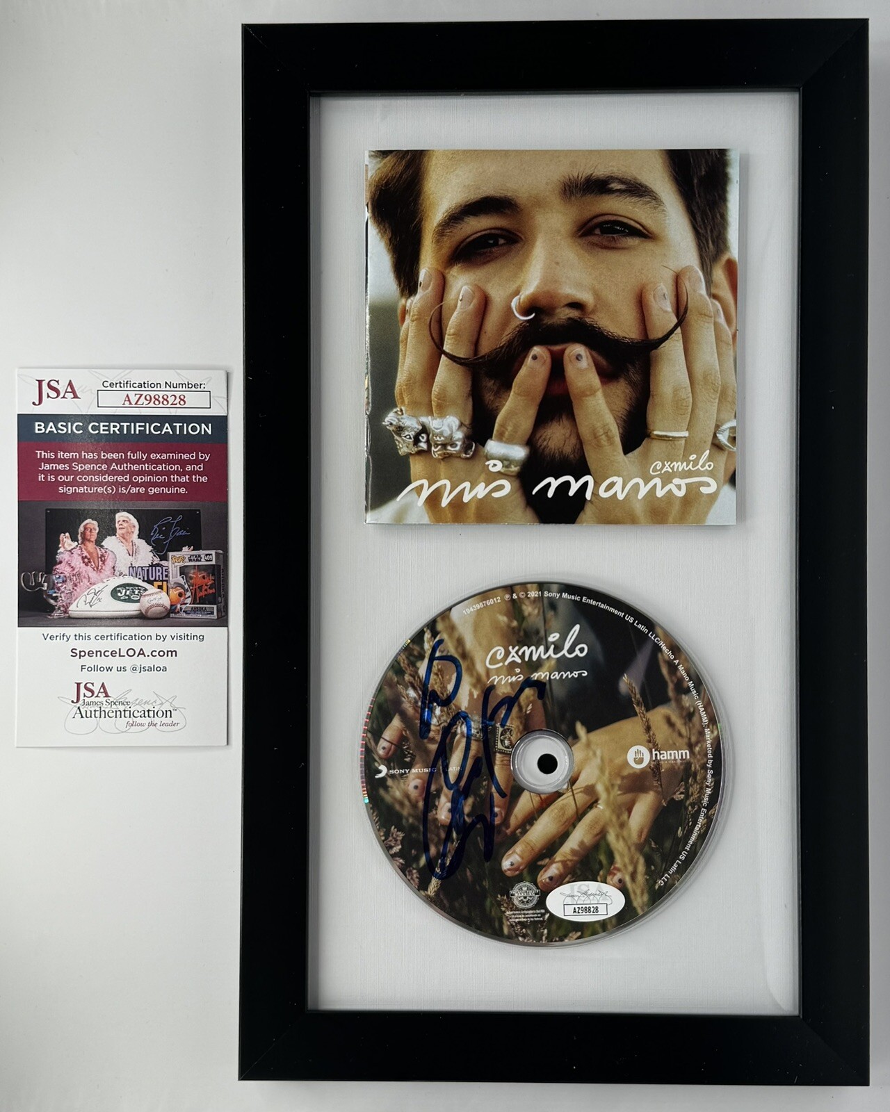 CAMILO COLOMBIAN SINGER “MIS MANOS” ENMARCADO FIRMADO SIGNED FRAMED CD - JSA COA