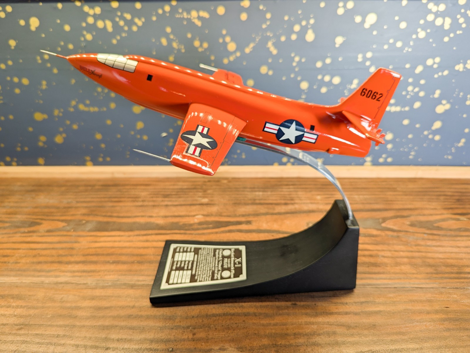 Chuck Yeager signed Bell X-1 model, handmade, Danbury Mint, COA, box, letter