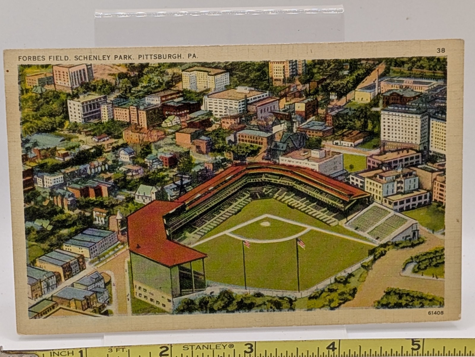 Forbes Field Schenley Park Pittsburgh PA baseball postcard linen 38