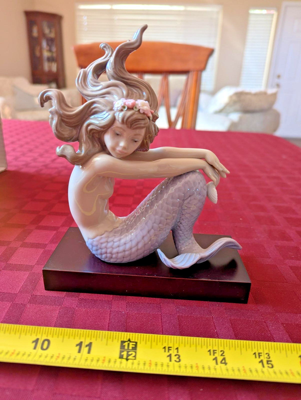 Lladro 1413 ILLUSION Figurine Mermaid Mint w/ Pearl in Original Box Wood Base