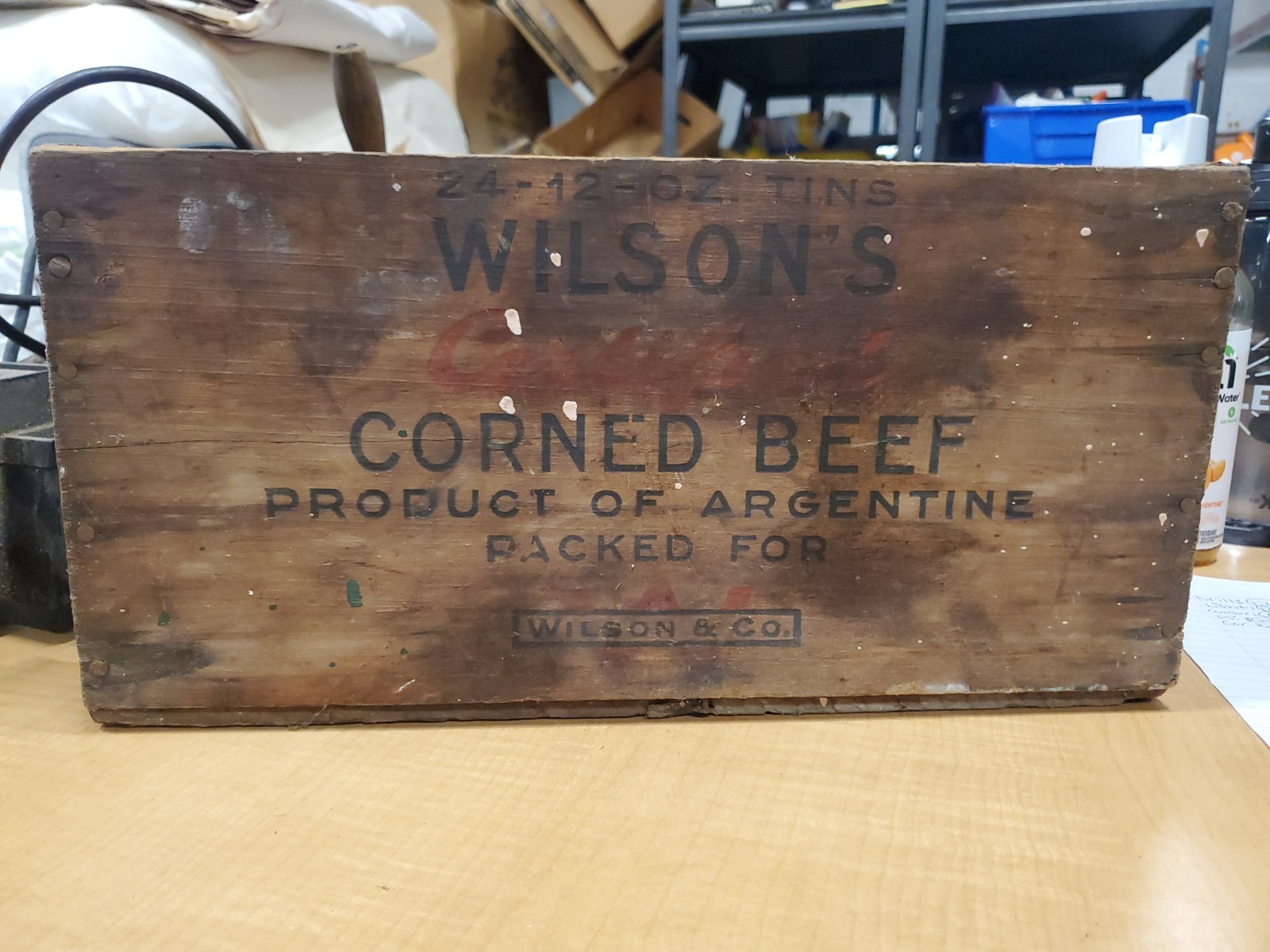 Wilson & Co., 24-12oz Tins, Wilson's Corned Beef, Wood Crate