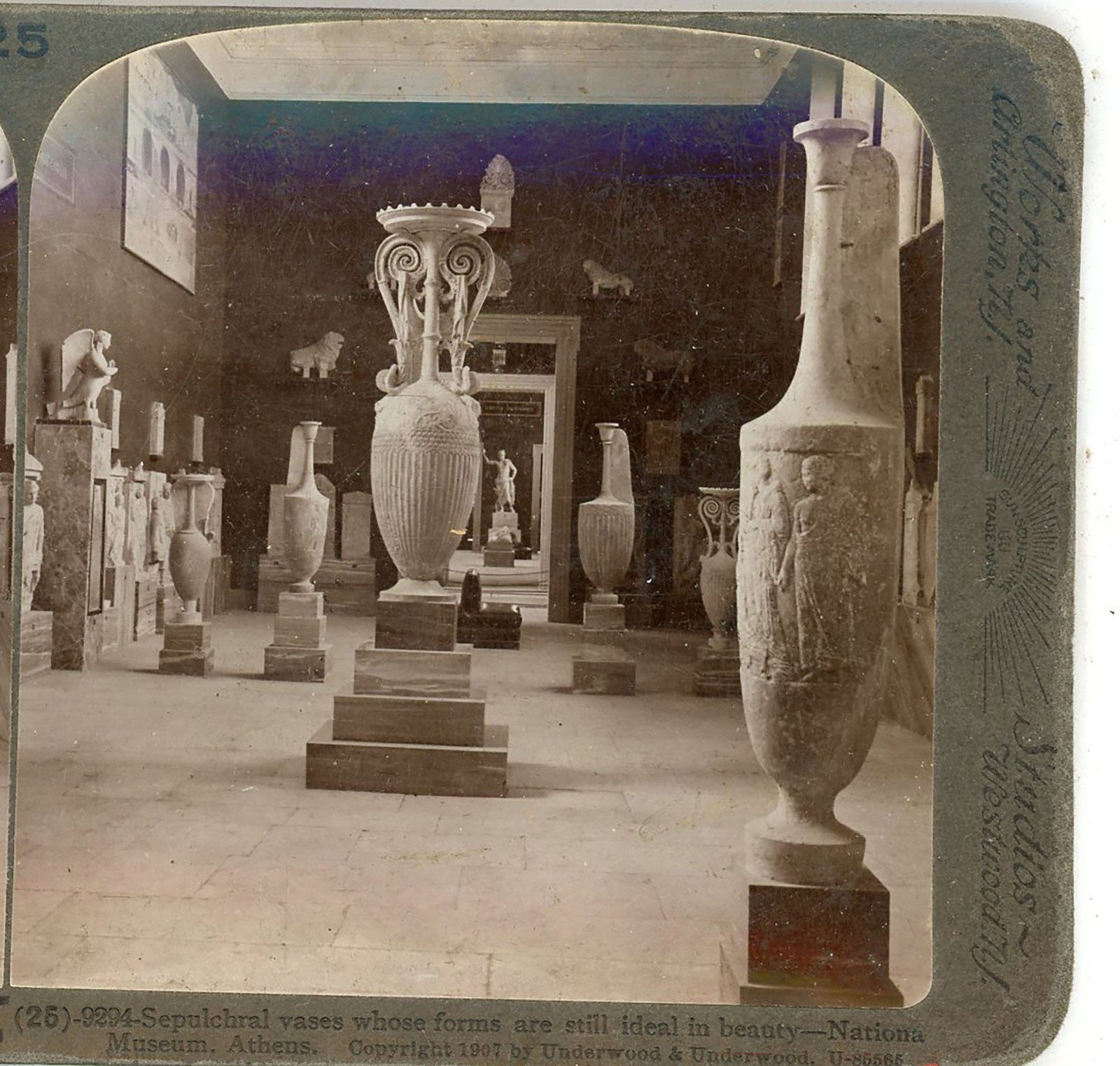 Sepulchral Vases National Museum Athens Greece Underwood Stereoview