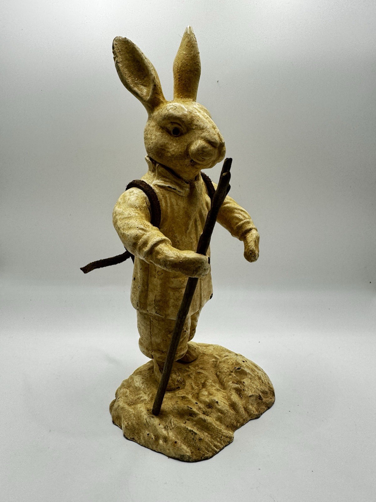 ANTIQUE CAST IRON RABBIT BUNNY DOORSTOP or GARDEN DECOR Rare 9”
