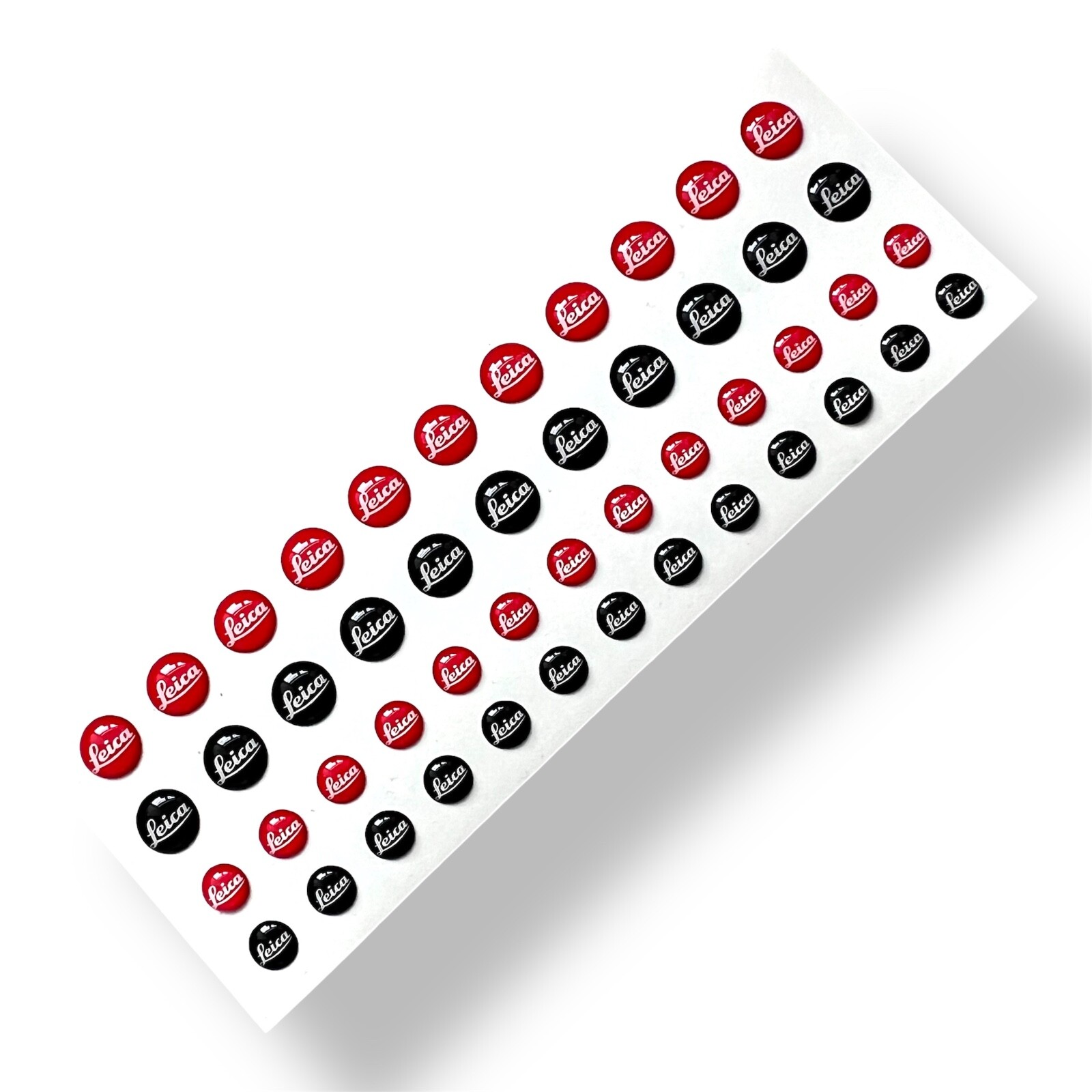 Leica 3D domed 8mm/6mm red/black stickers set 48pcs