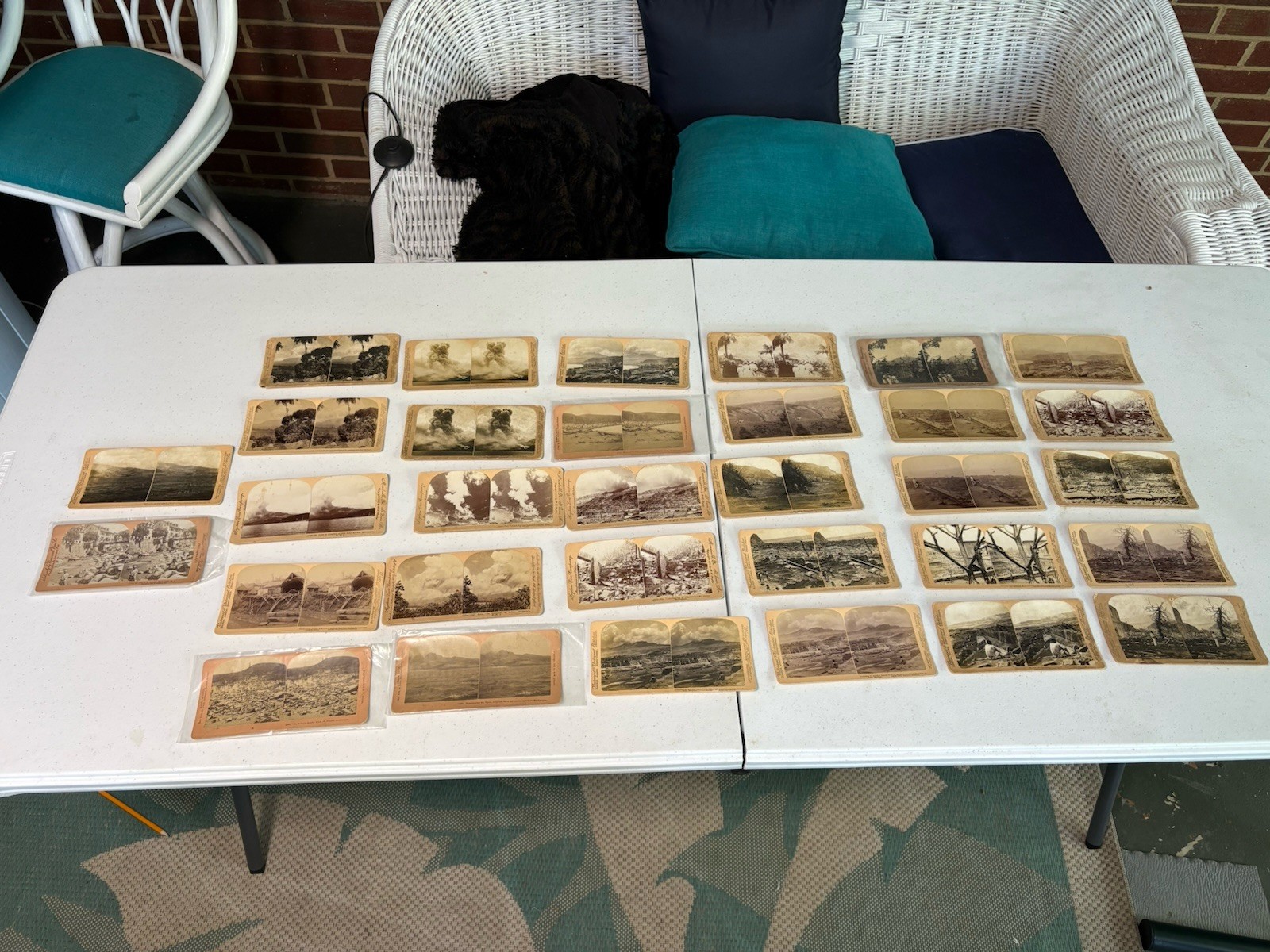 Lot (32) Antique Stereoview Cards — 1902 Mount Pelée Eruption, St. Pierre Mart.