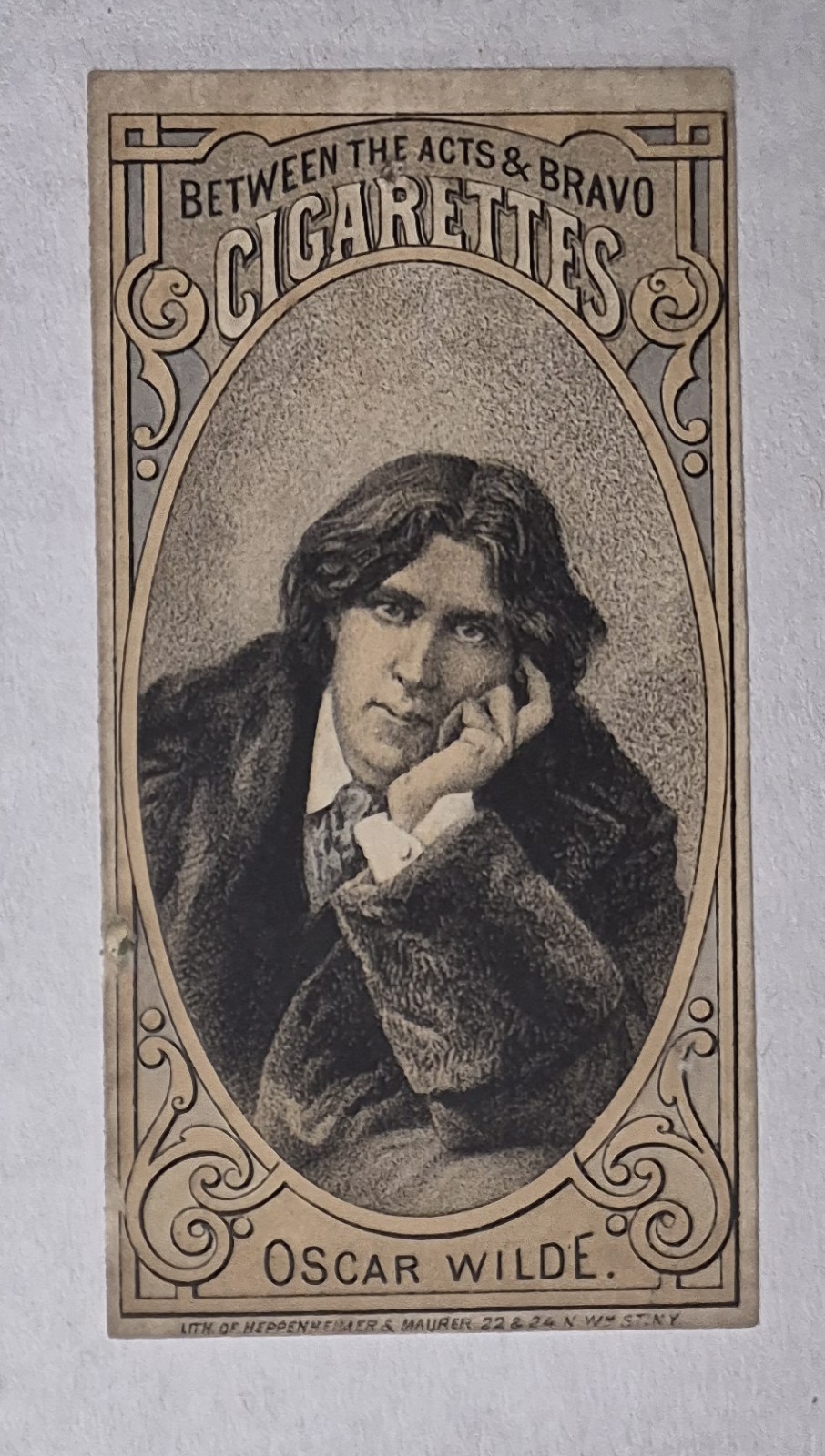 1880s Oscar Wilde Between the Acts & Bravo Cigarettes Tobacco Card Series N342
