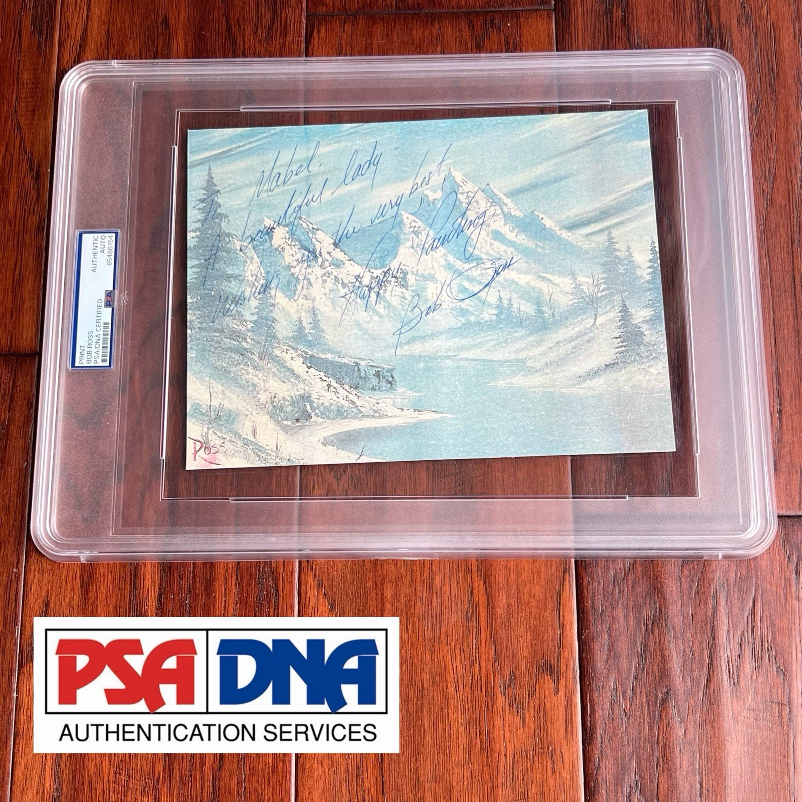BOB ROSS Autograph Landscape Painting Print Signed * JOY OF PAINTING * PSA