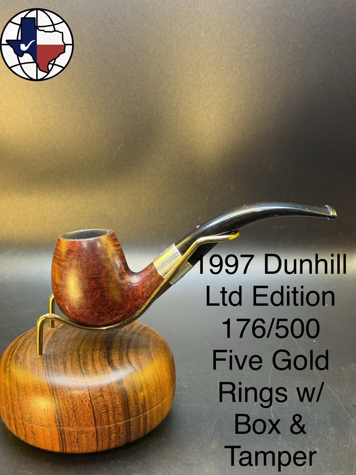 1997 Dunhill Christmas  Ltd Edition 176/500 Five Gold Rings W/Box & Tamper Pipe