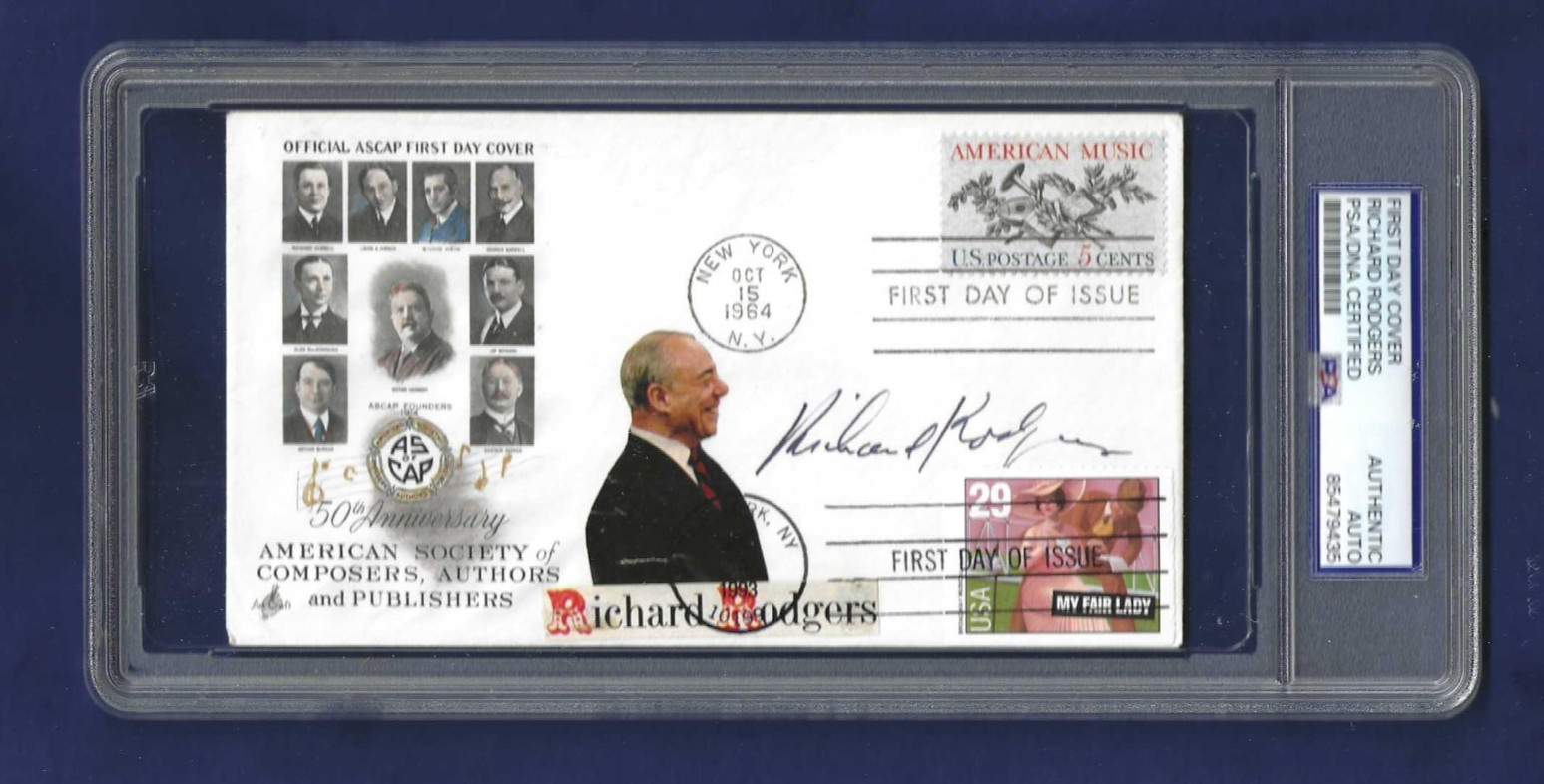 Richard Rodgers Autographed First Day Cover Broadway Music Composer PSA SLABBED