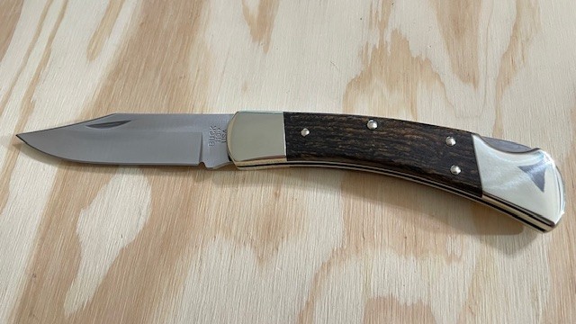 Buck 110USA Ebony WOOD Handle Folding Hunting Knife Lockback without Sheath--