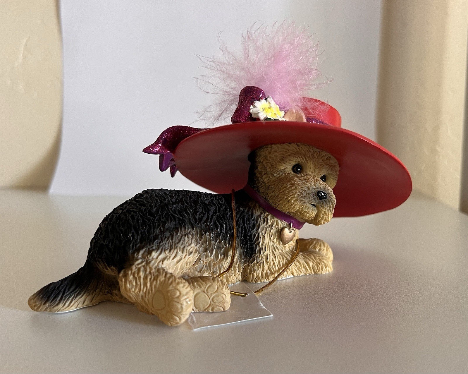 Hamilton Collection Yorkshire Terrier Sassy Lassie Dog Figurine Red Hat Limited