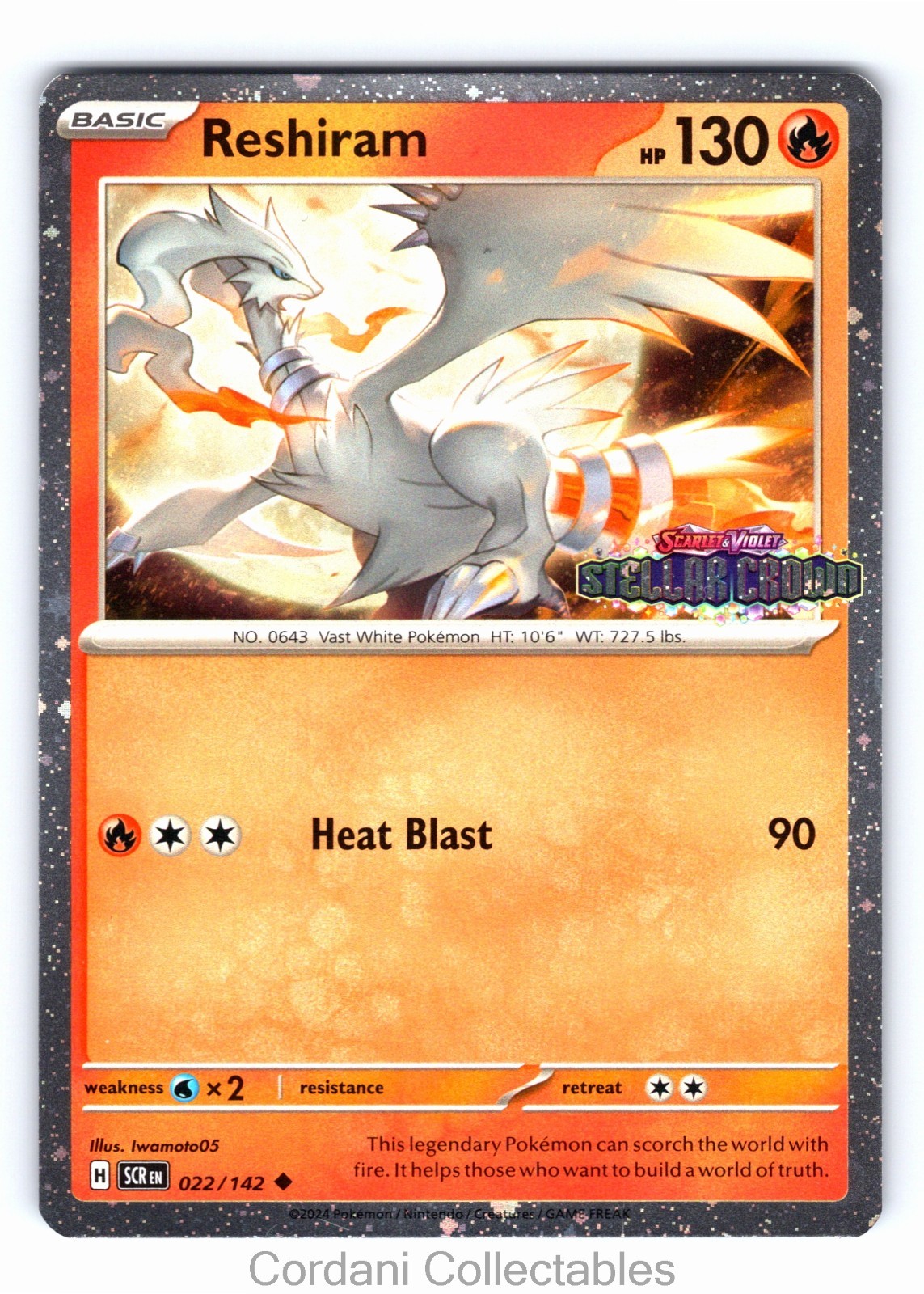 Reshiram 022/142 Cosmos Holo Stamped Promo Stellar Crown Pokemon Near Mint